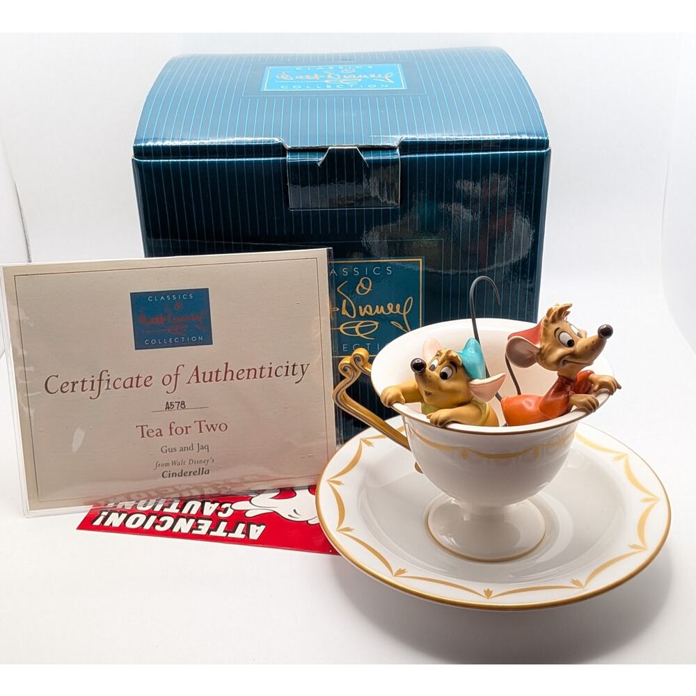 DISNEY WDCC Cinderella Tea For Two Gus Jaq Cup Saucer 1999 Royal Doulton LE 4578